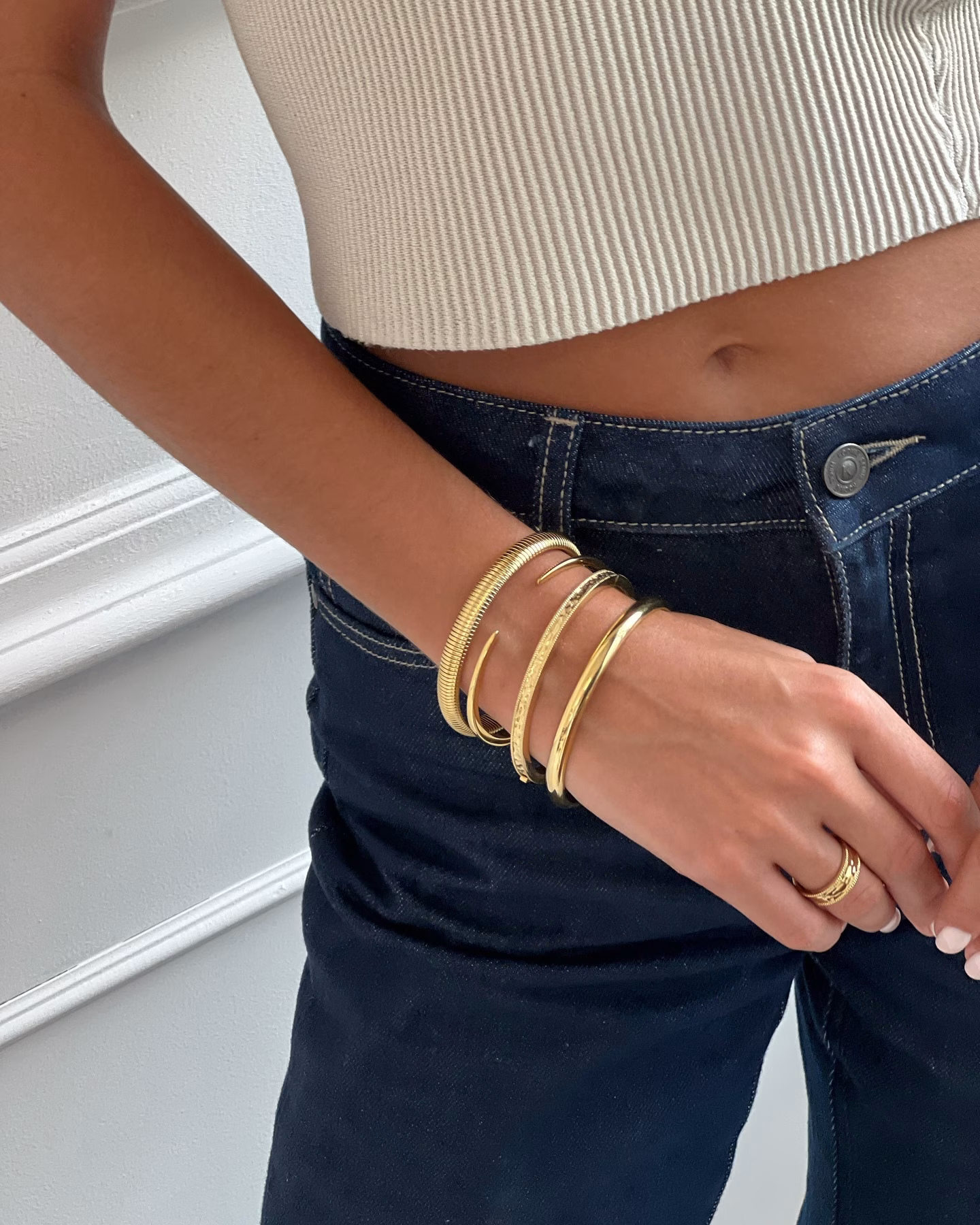 A D. Louise model wearing jewellery