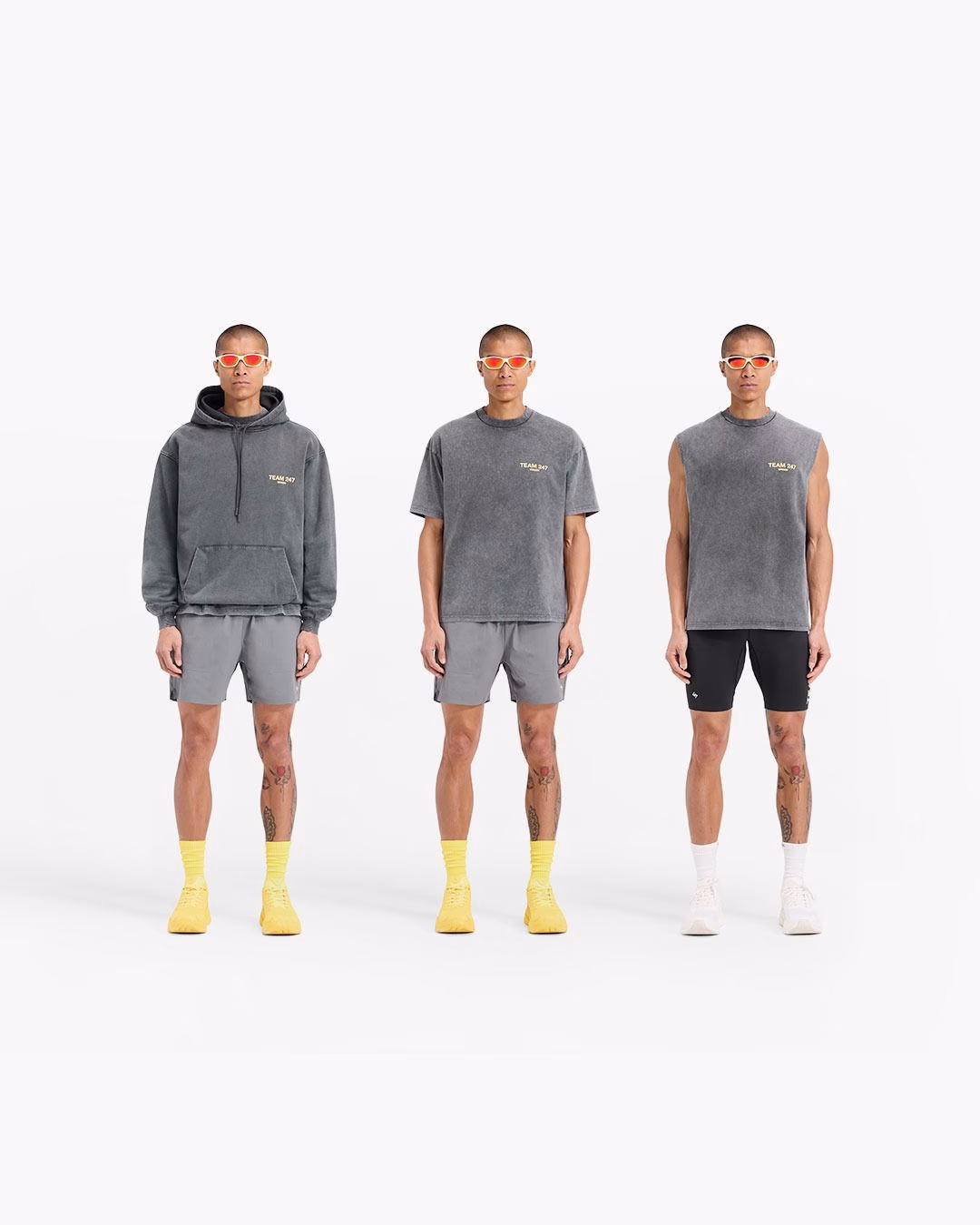 Represent model showcasing three different looks
