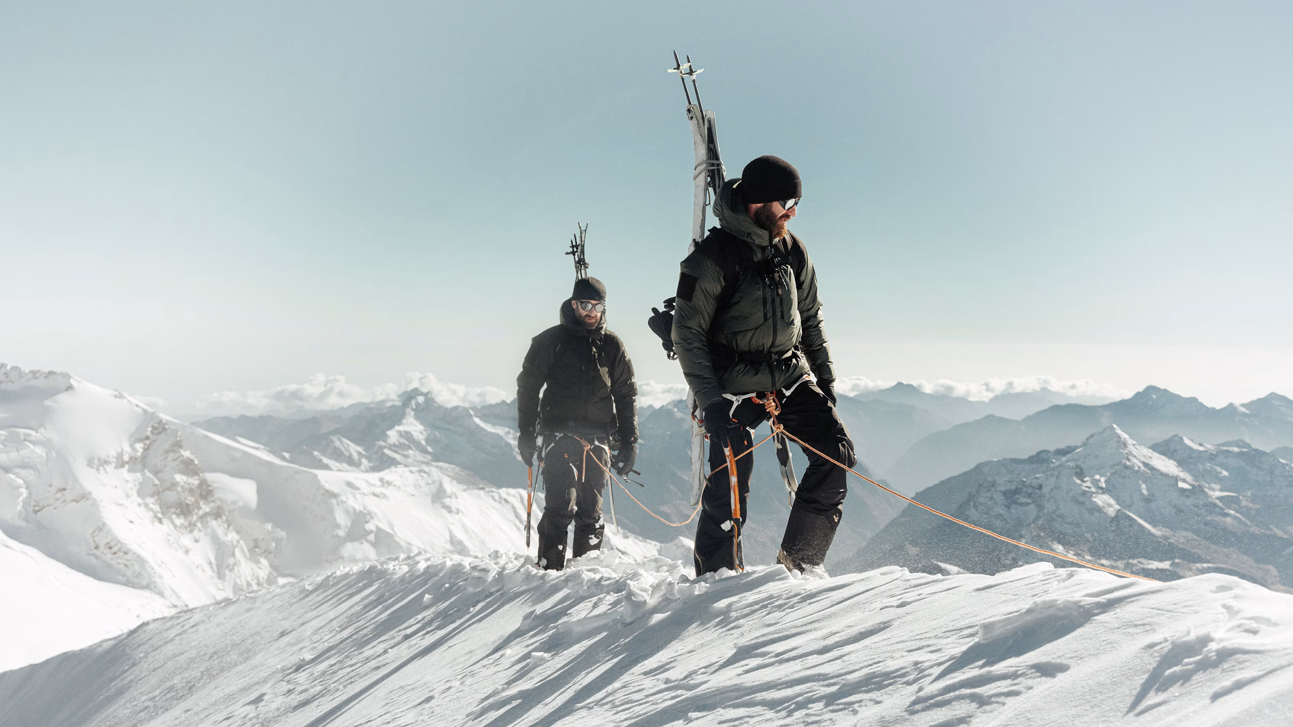 ThruDark models out hiking in the snow